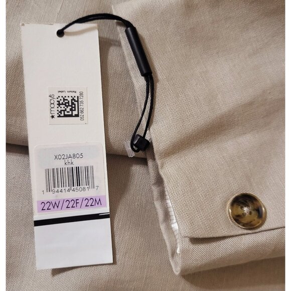 Calvin Klein Womens Linen-Blend Blazer Open Front Tan Size 22W- Business Casual - Picture 4 of 10